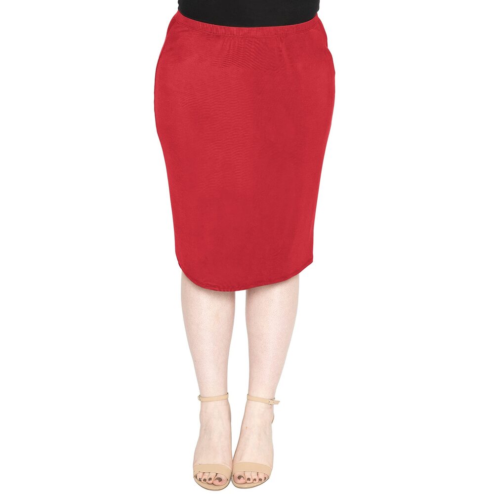 3183 Plus Size MIDI Skirt Red 3X